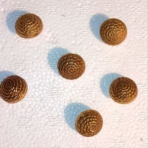 Vintage buttons.  Lot of 6.  Gold tone metal.